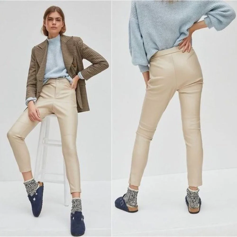 Anthropologie Avec Les Filles Arden Slim Faux Leather Pants - Picture 1 of 11